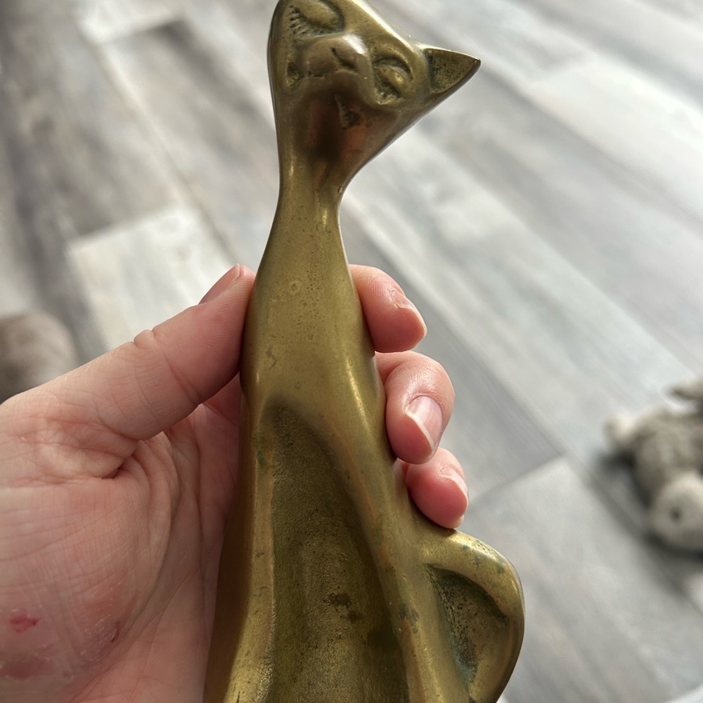 BRASS 1950 Gold Cat Figurine home decor